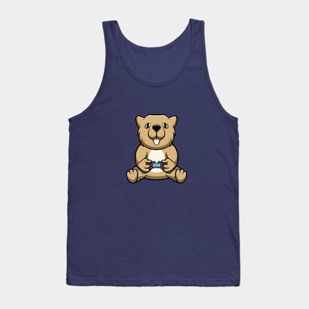 Cute otter playing game Tank Top by Cubbone